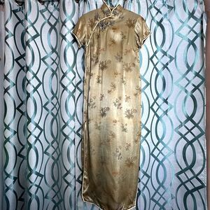 Vintage 1960s Solz Squirrel Cheongsam Floral Brocade Kimono Robe Geisha Dress 36
